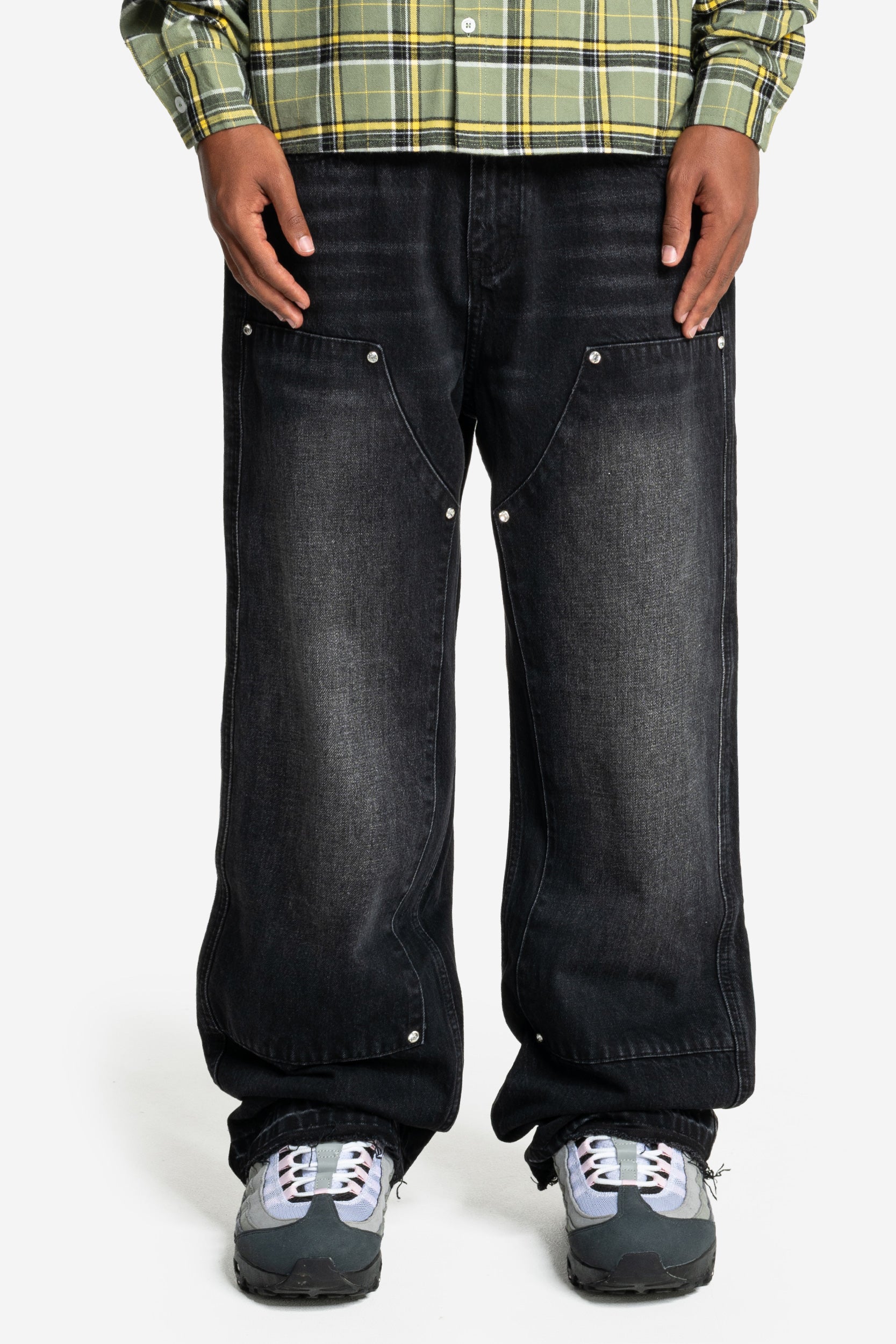 RHINESTONE CARPENTER DENIM BLACK