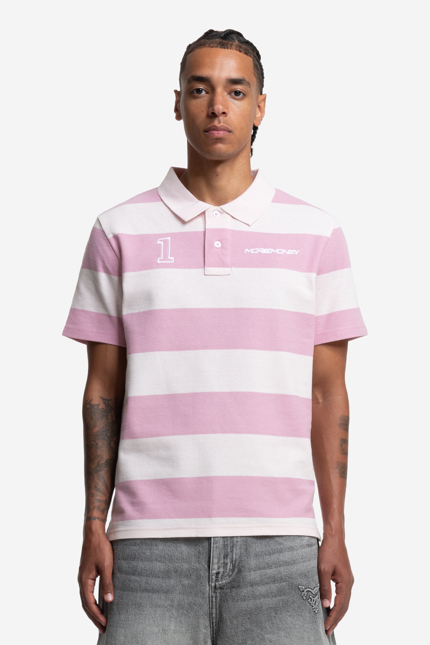 STRIPED POLO SHIRT PINK