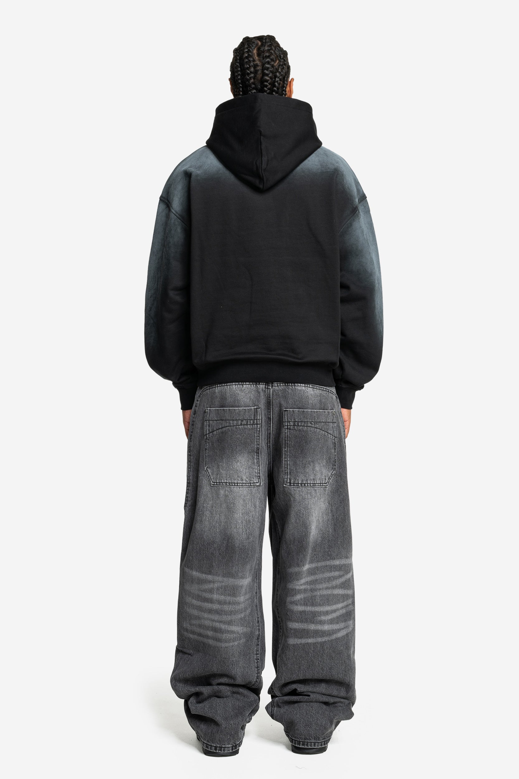 LOST BOND HOODIE BLACK SPRAY WASHED