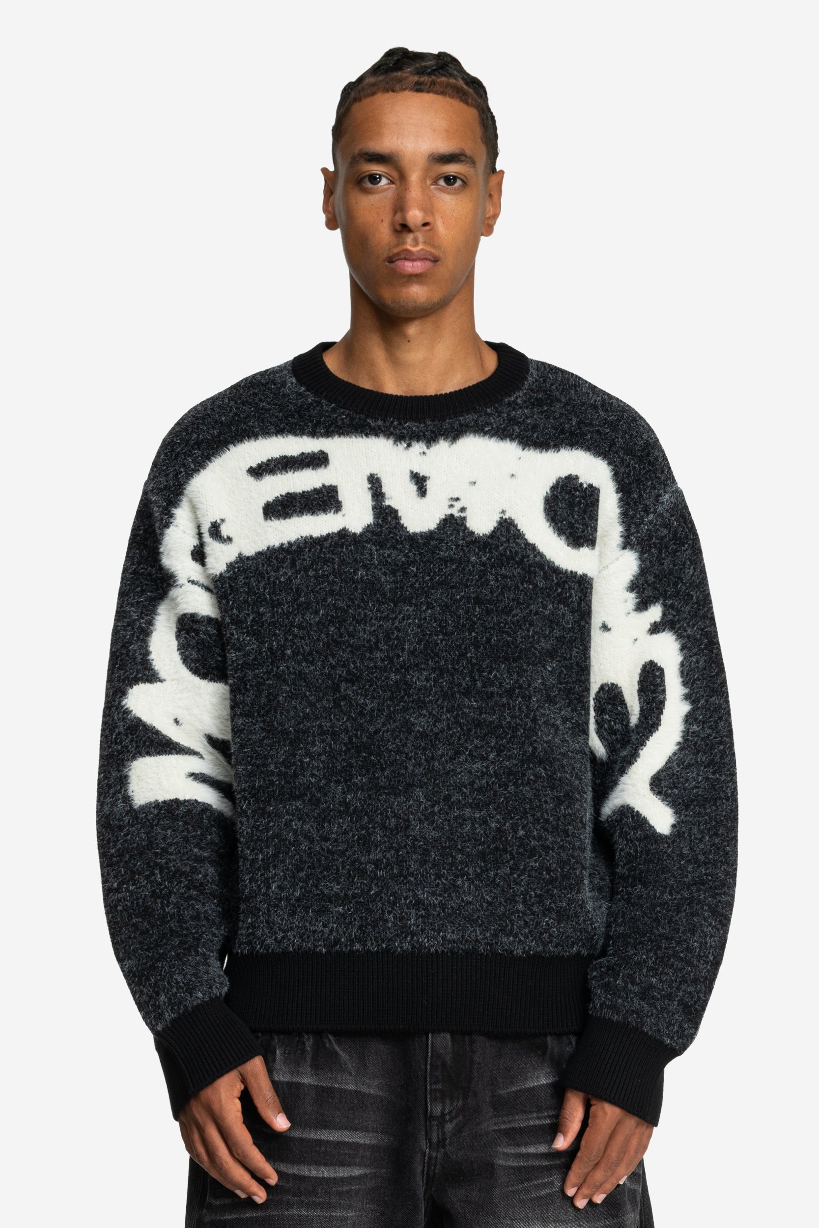FURRY KNIT SWEATER BLACK