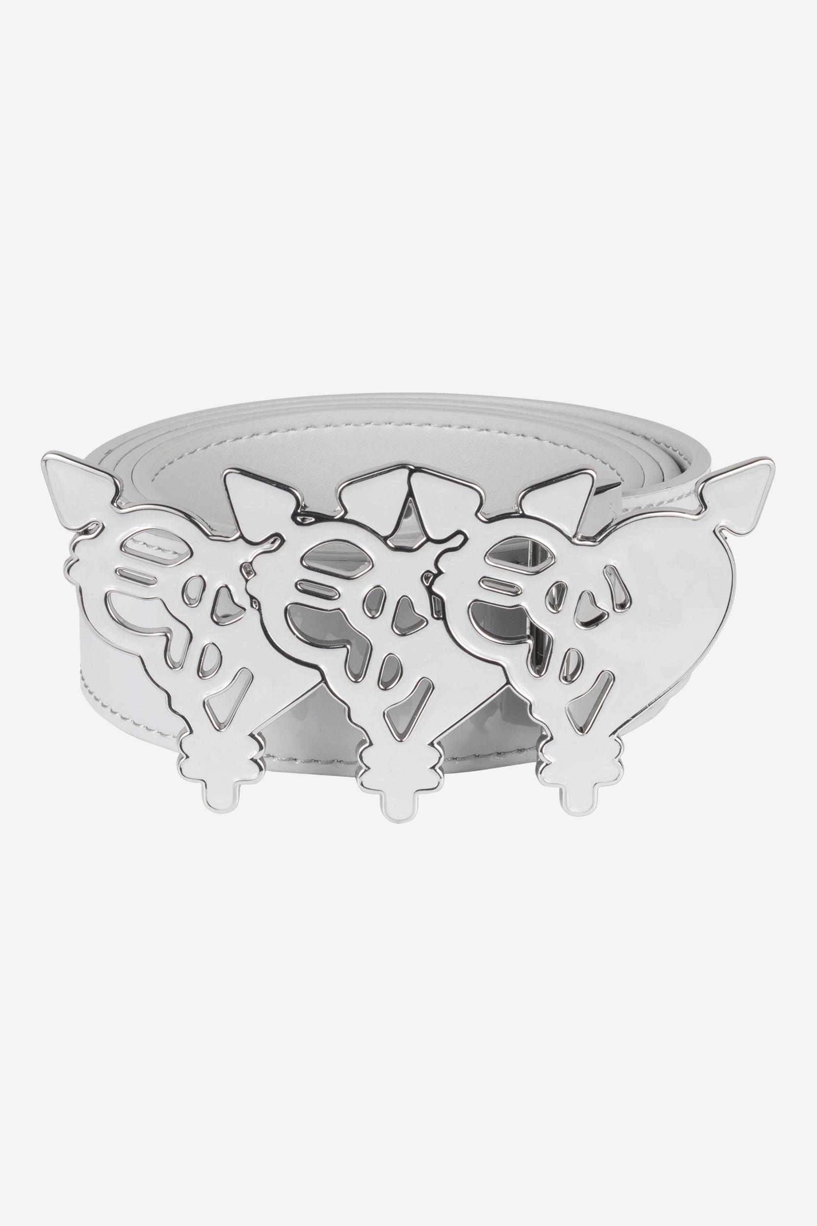 TRIPLE HEART BELT SHINY LIGHT GREY