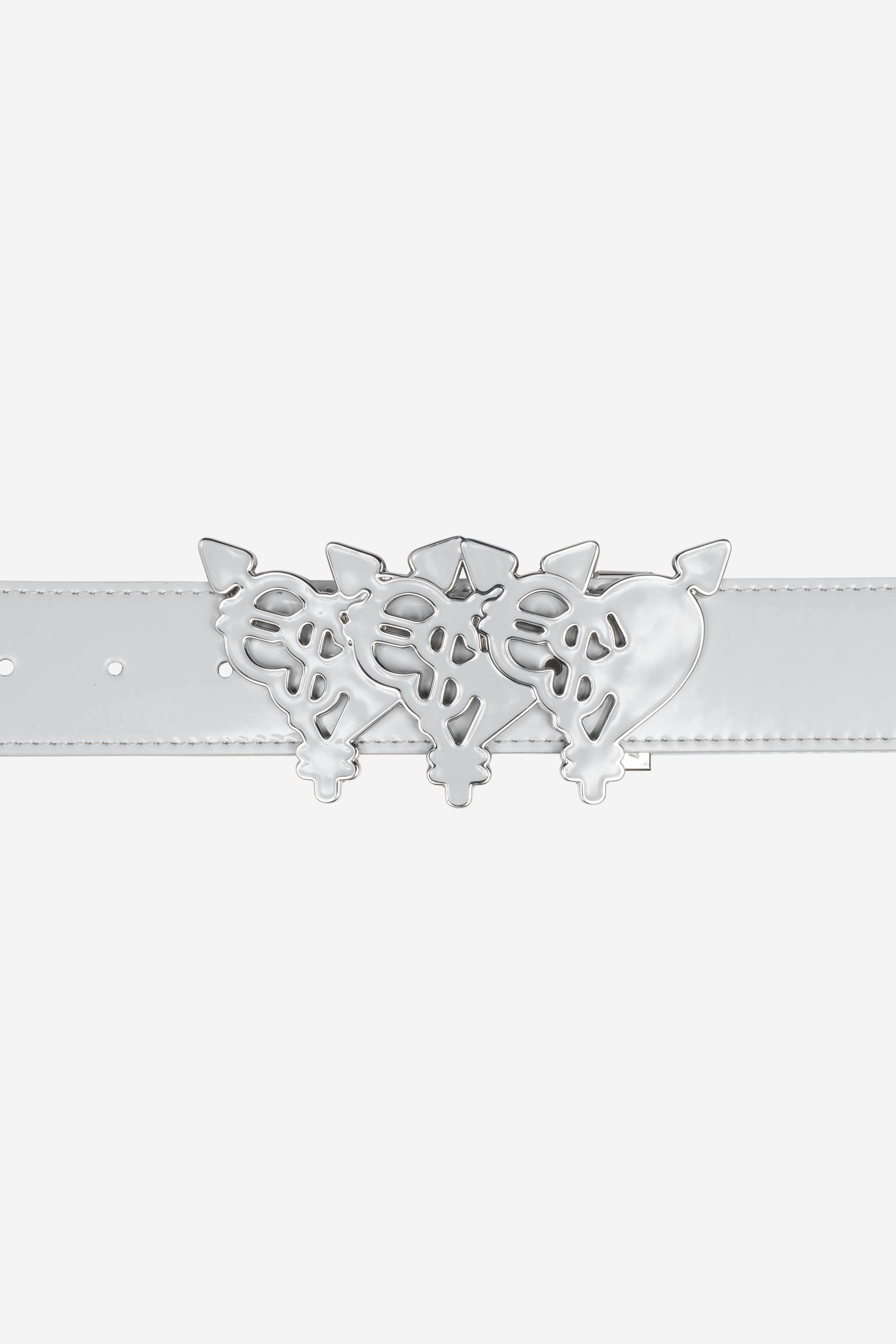 TRIPLE HEART BELT SHINY LIGHT GREY
