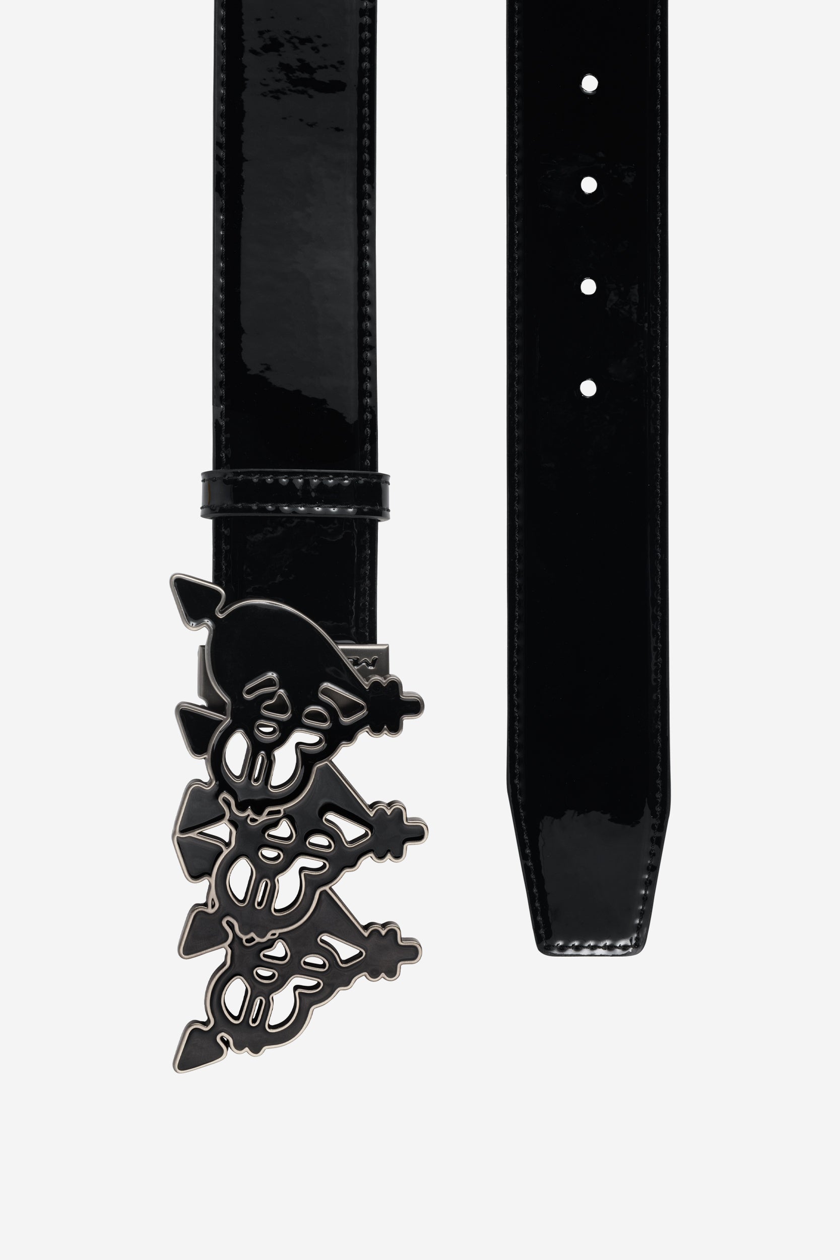 TRIPLE HEART BELT SHINY BLACK