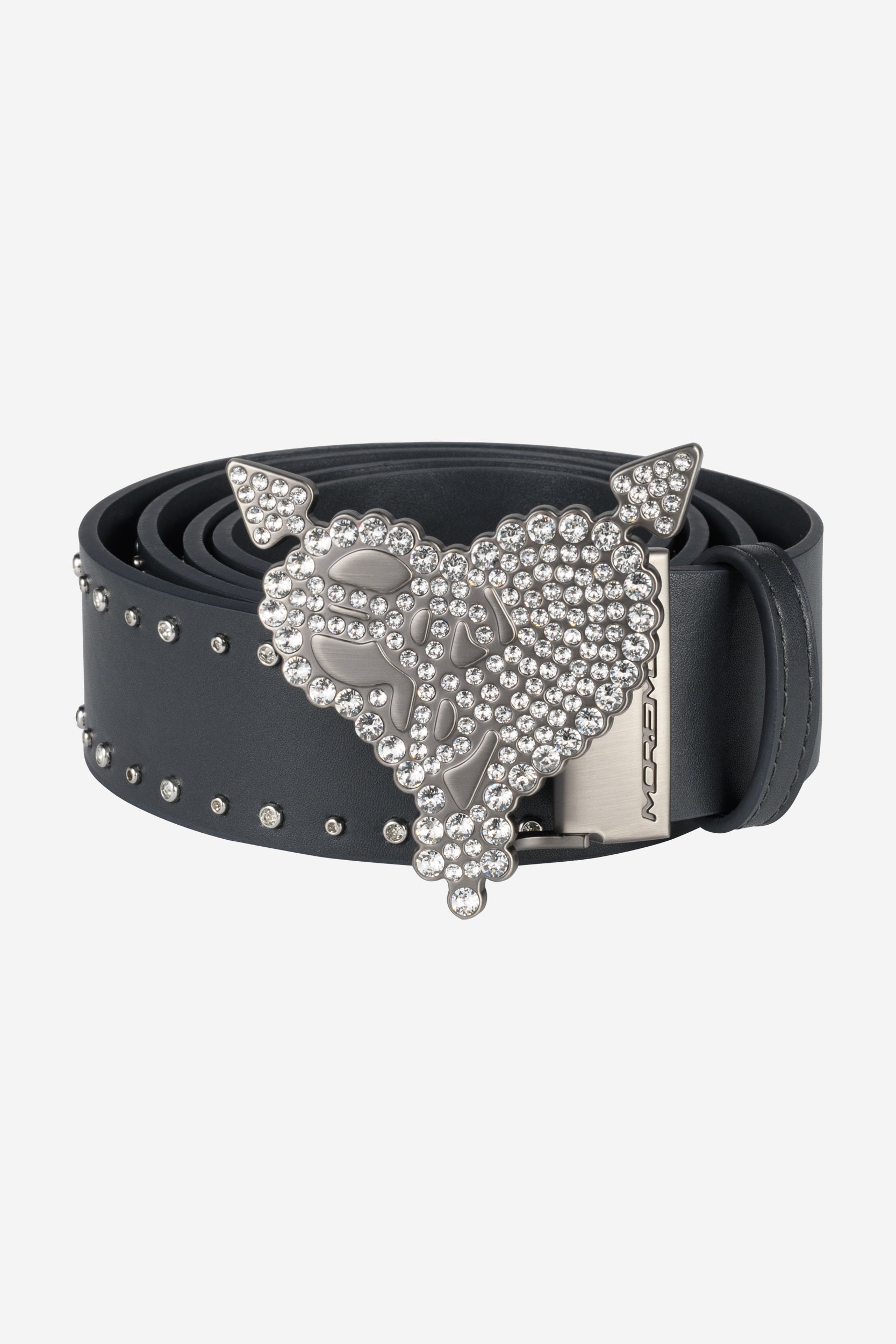 RHINTESTONE HEART BELT DARK GRAY
