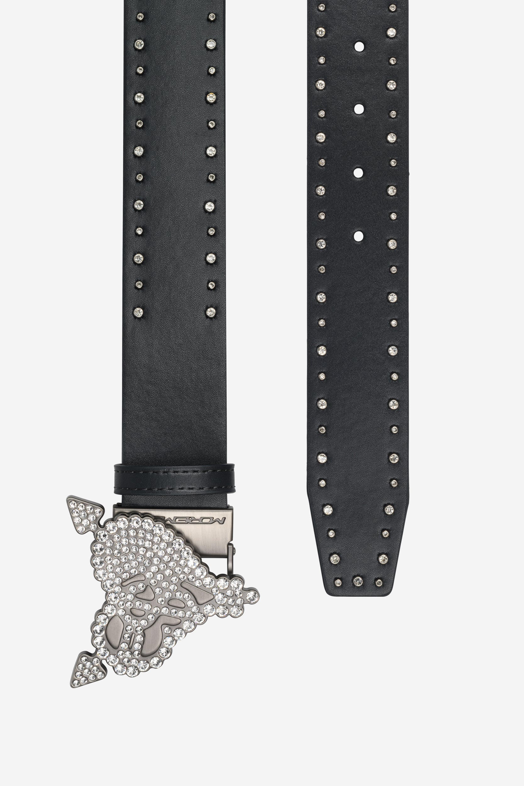 RHINTESTONE HEART BELT DARK GRAY