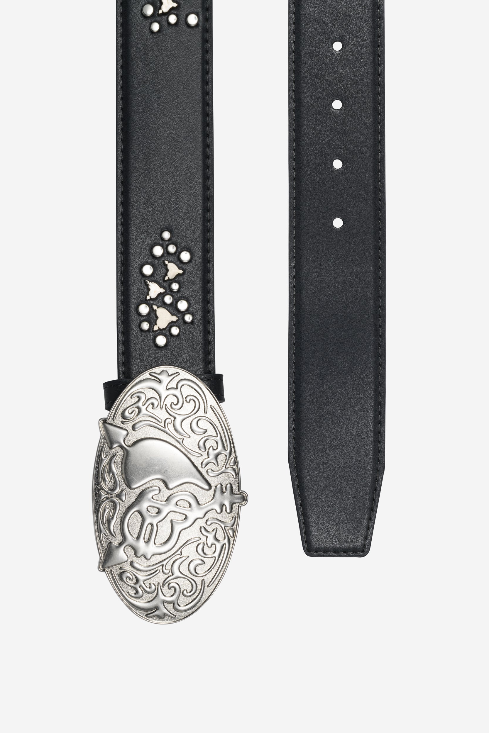 Studded Ornament Belt Grey