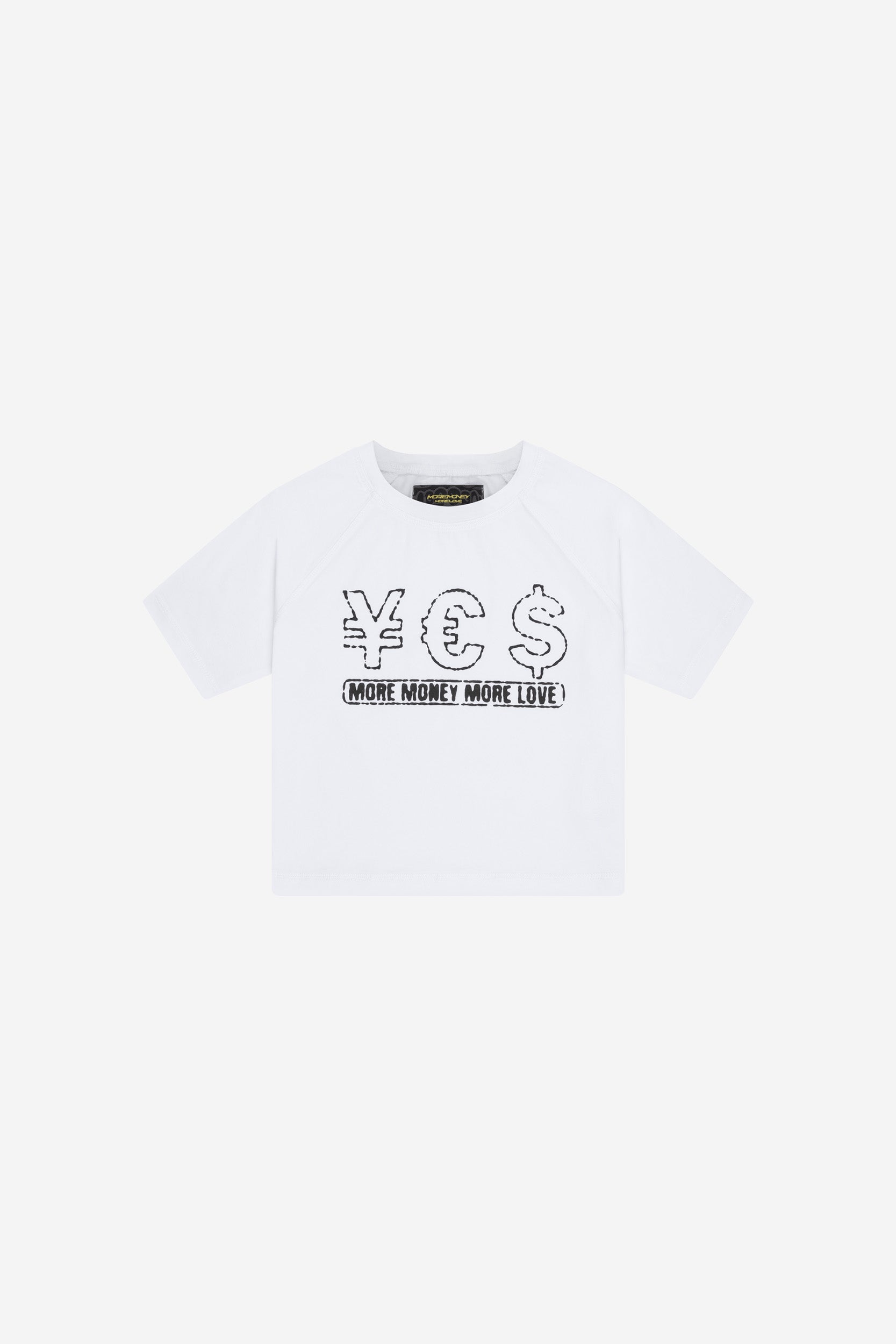 MORE MONEY YES CROP TOP WHITE