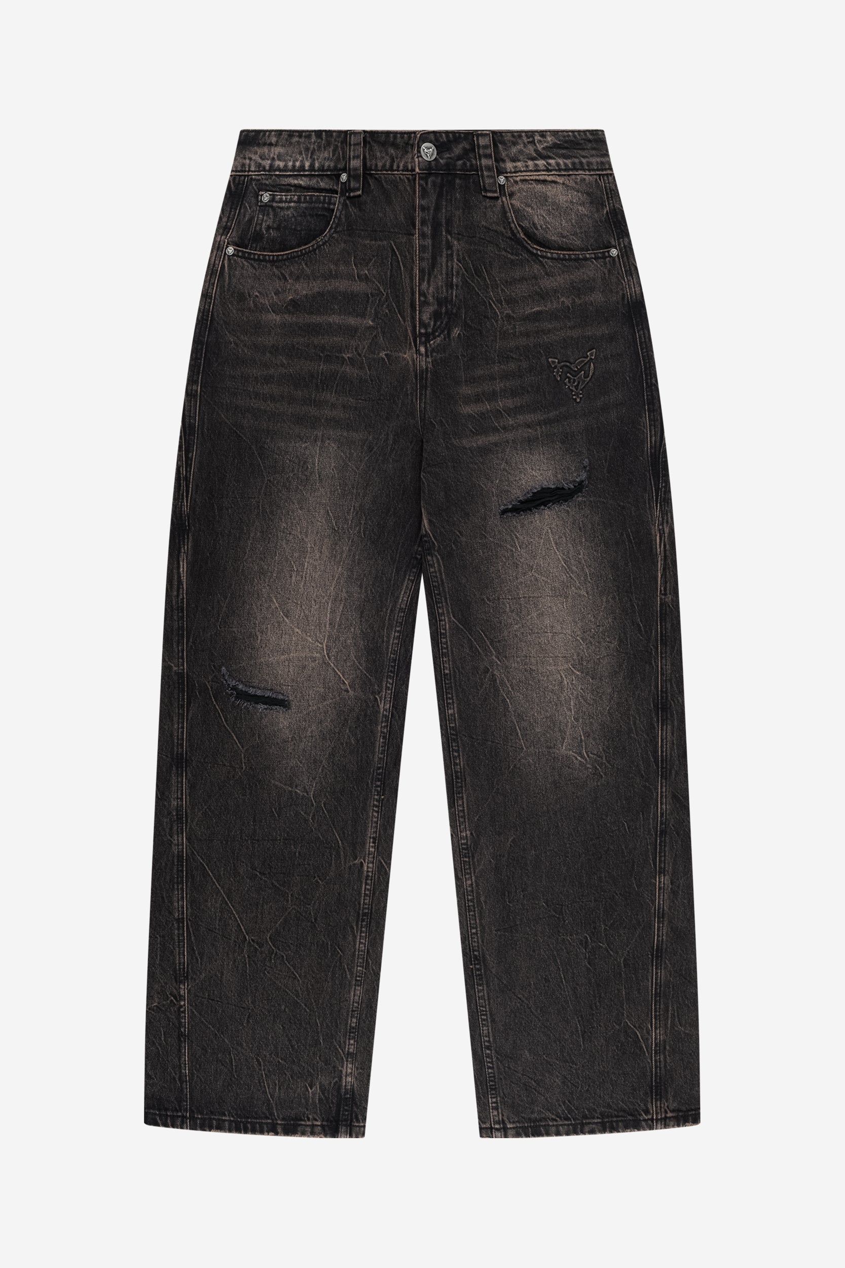 RIPPED DISTINCTIVE BAGGY DENIM BLACK
