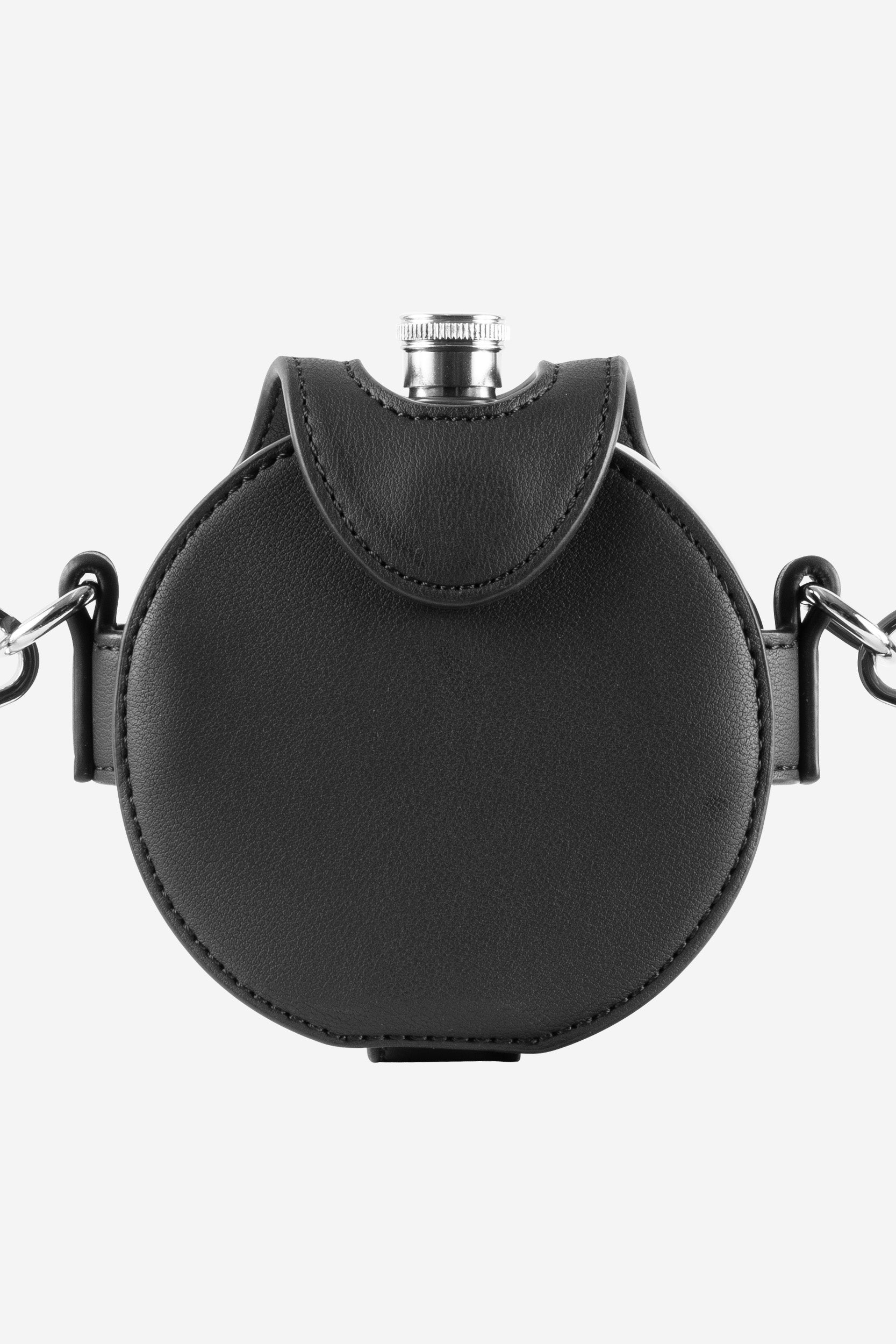 PUNCHED HEART HIP FLASK BAG BLACK
