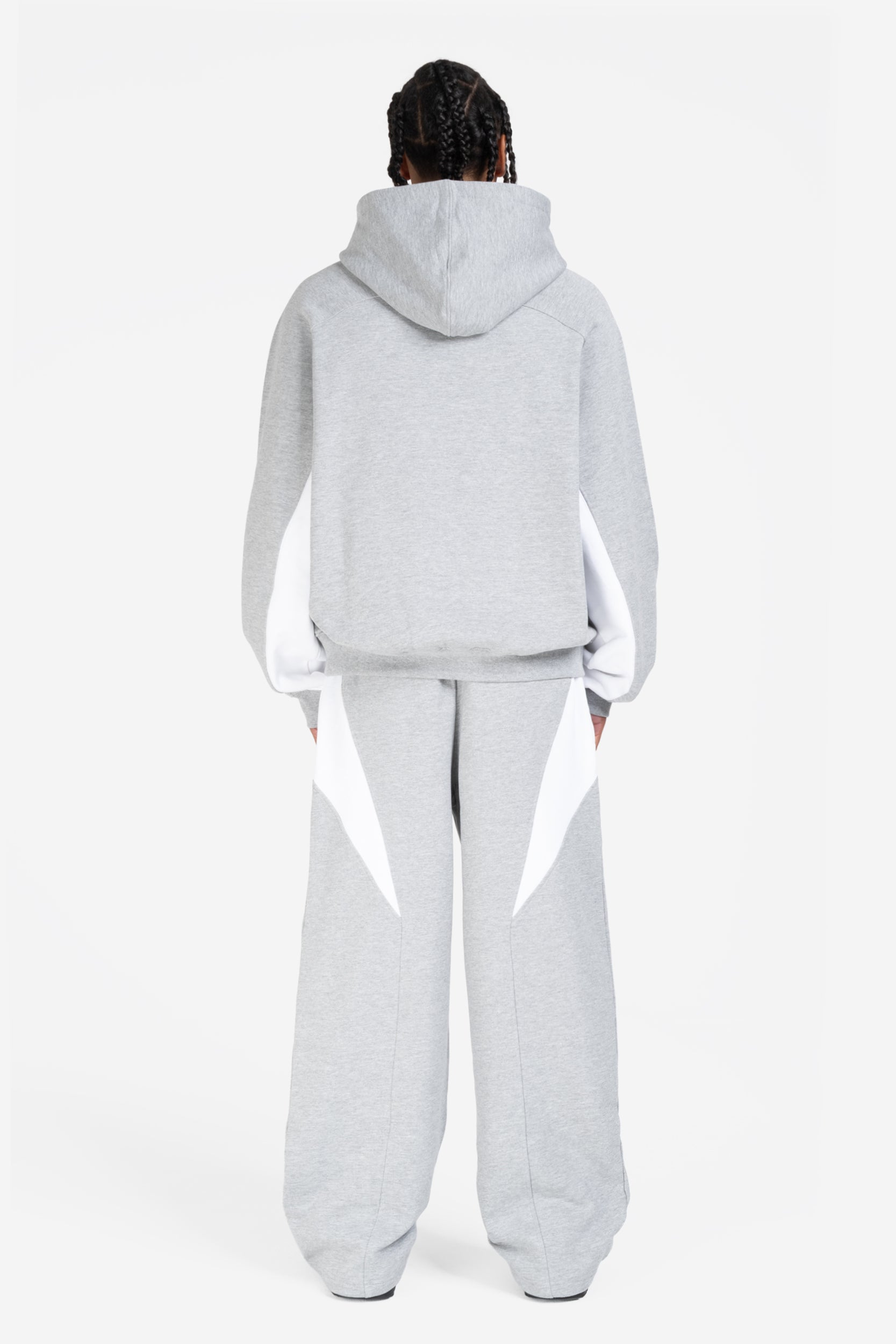 PANEL HOODIE GREY MELANGE