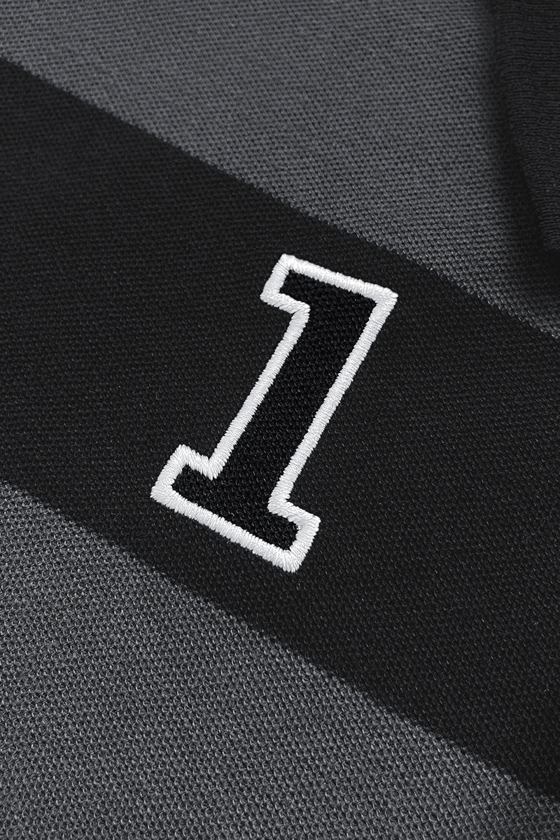 STRIPED POLO SHIRT BLACK