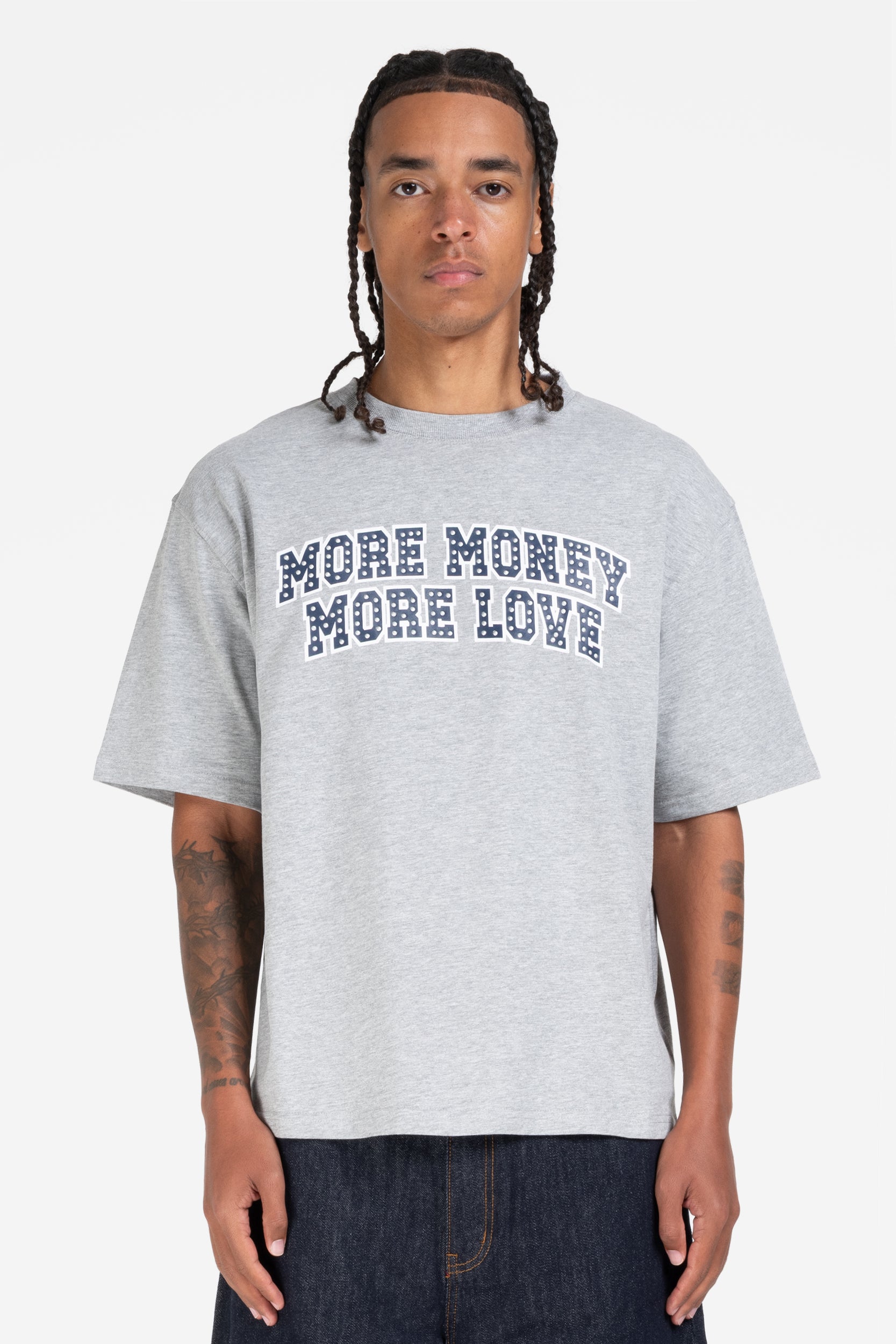 MORE MONEY STUDS TEE GREY MELANGE