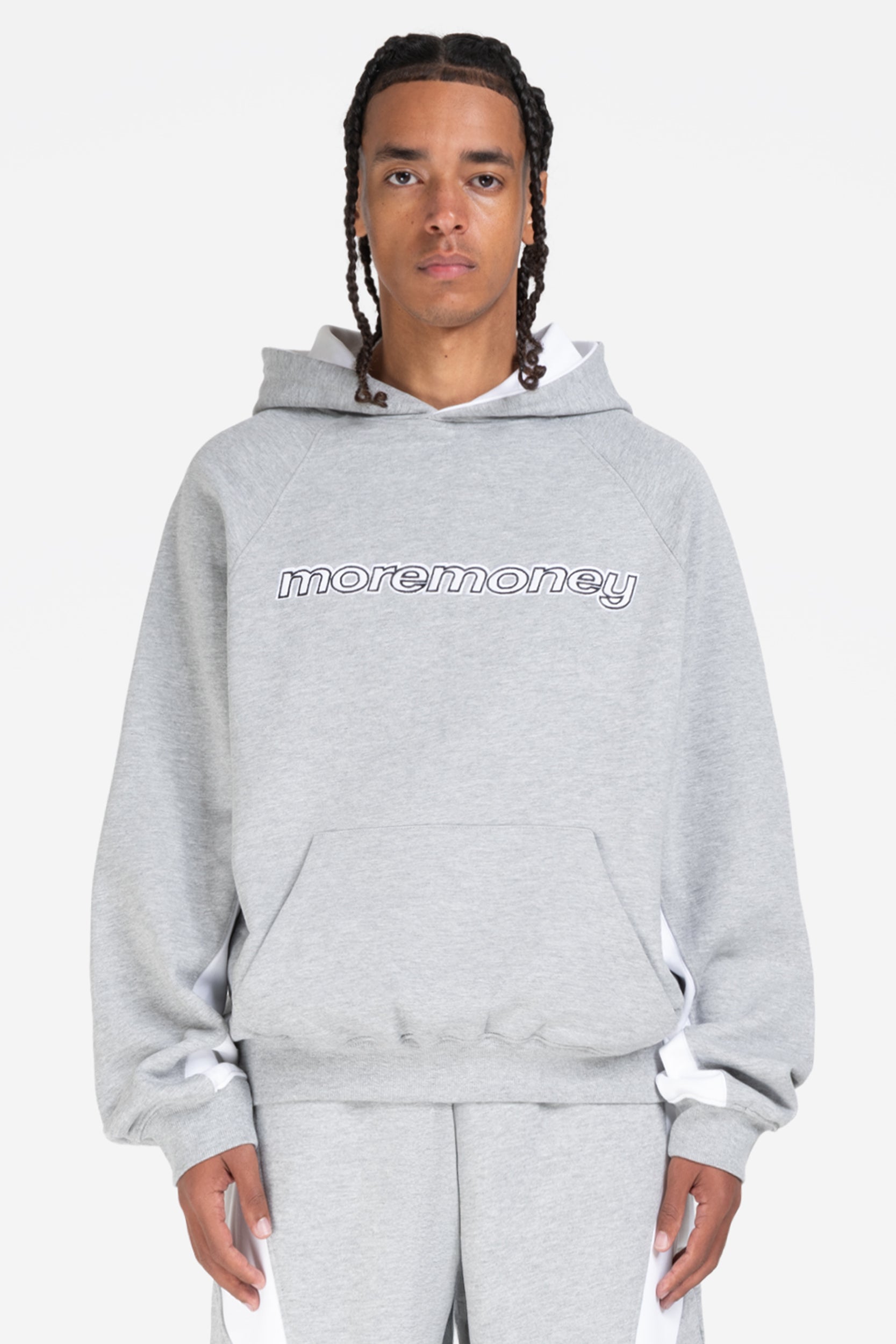 PANEL HOODIE GREY MELANGE