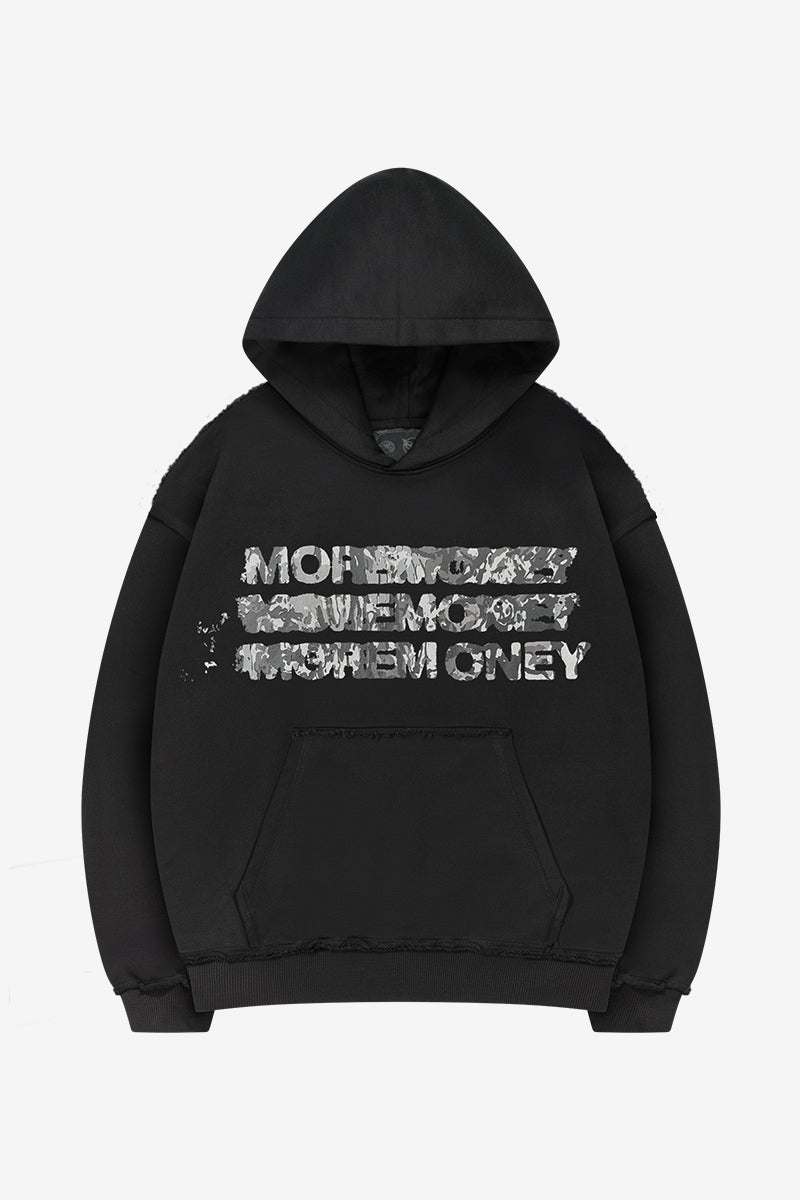 MONEY CALLING FLATLOCK HOODIE BLACK