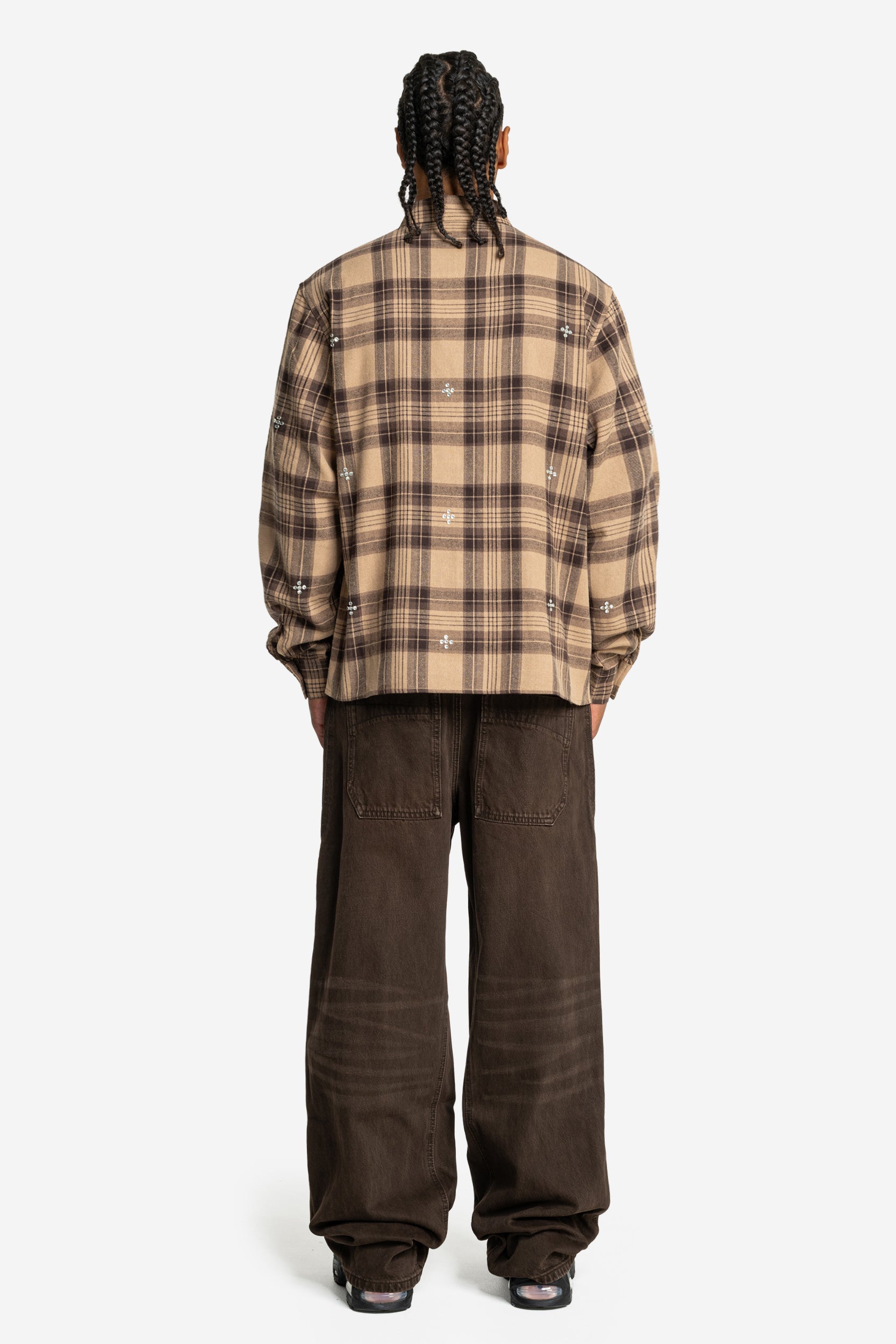 PLUS RHINESTONE FLANNEL BROWN