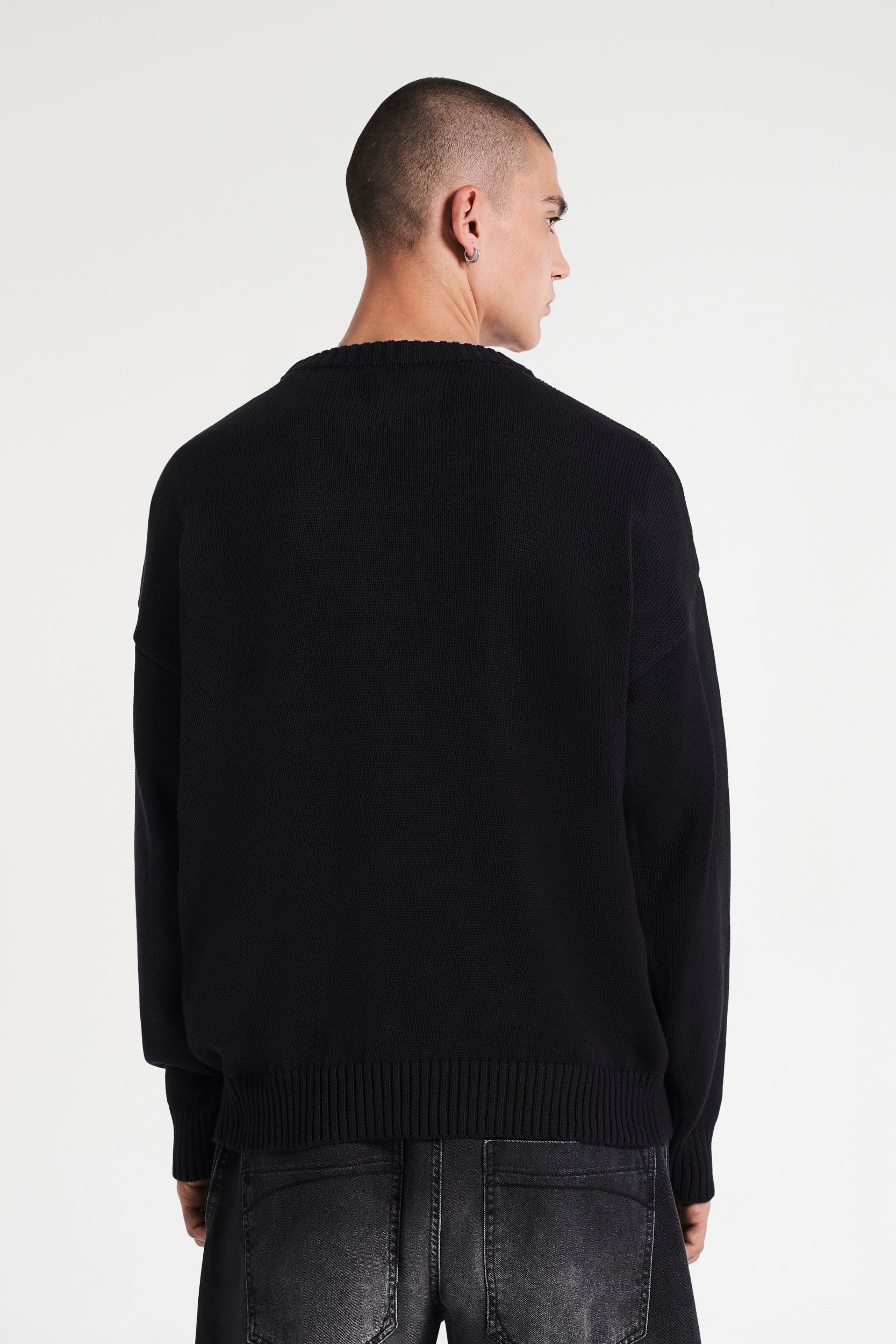 BIG CHECKS KNIT CREWNECK BLACK