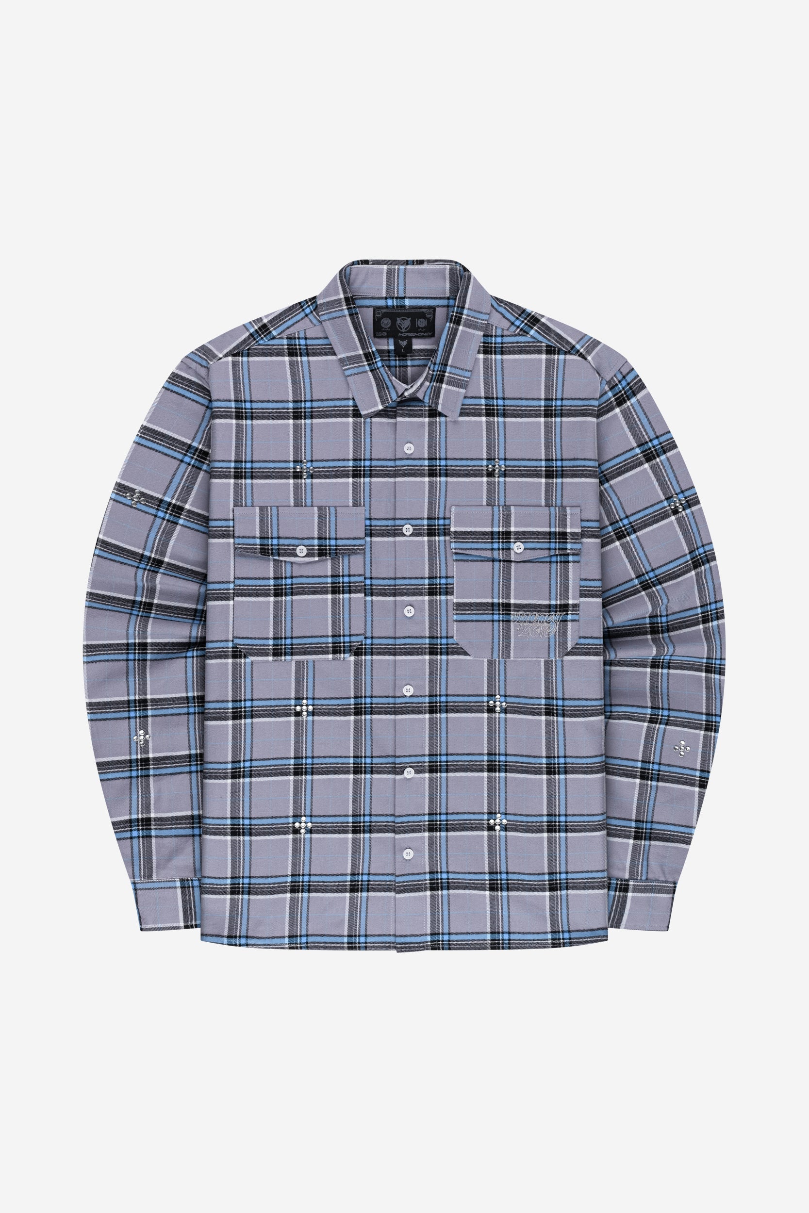 PLUS RHINESTONE FLANNEL GREY + RHINESTONE CARPENTER DENIM BLUE