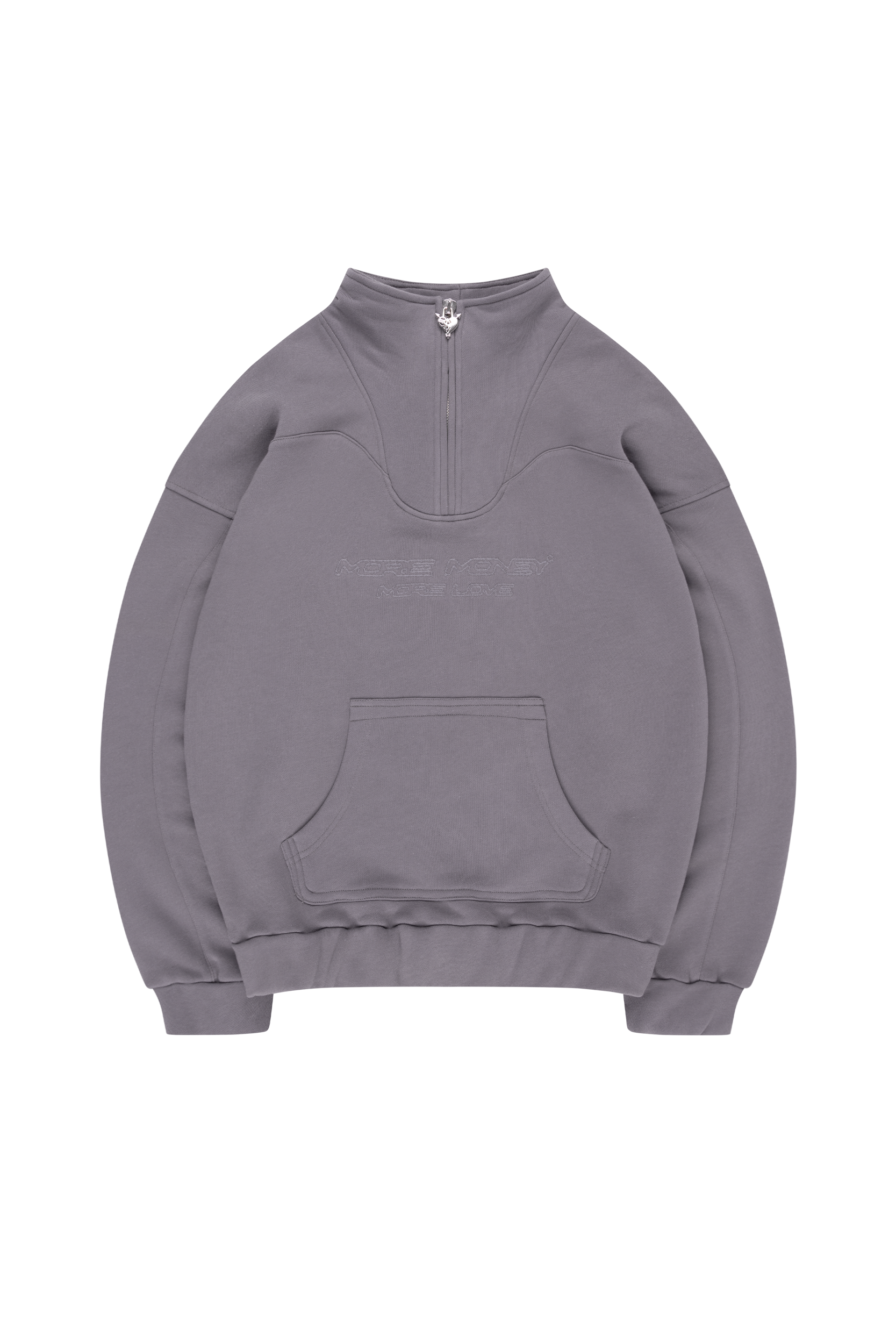 MORE MONEY LOGO HALFZIP STONE GREY