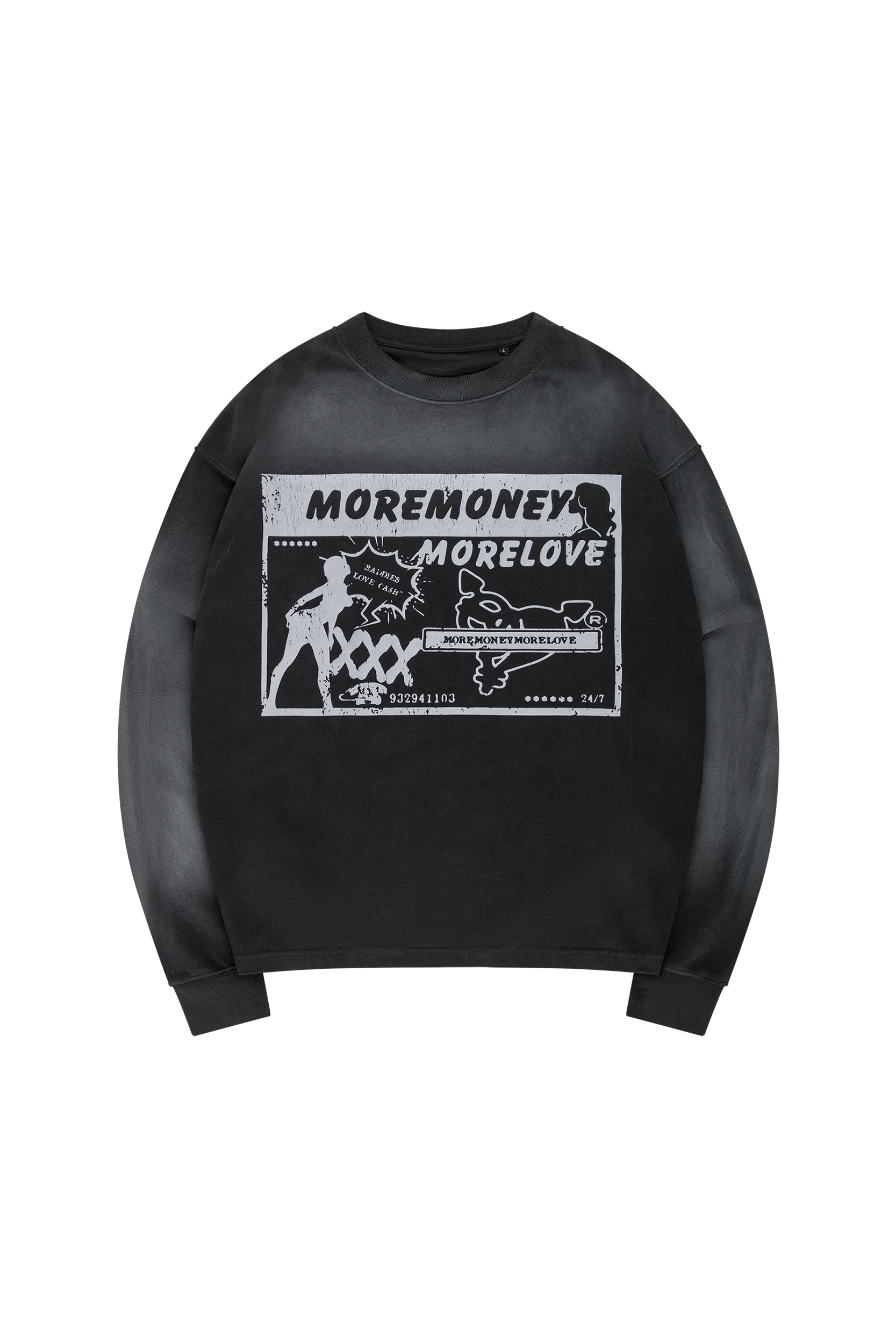 HOTLINE POSTER LONGSLEEVE WASHED BLACK