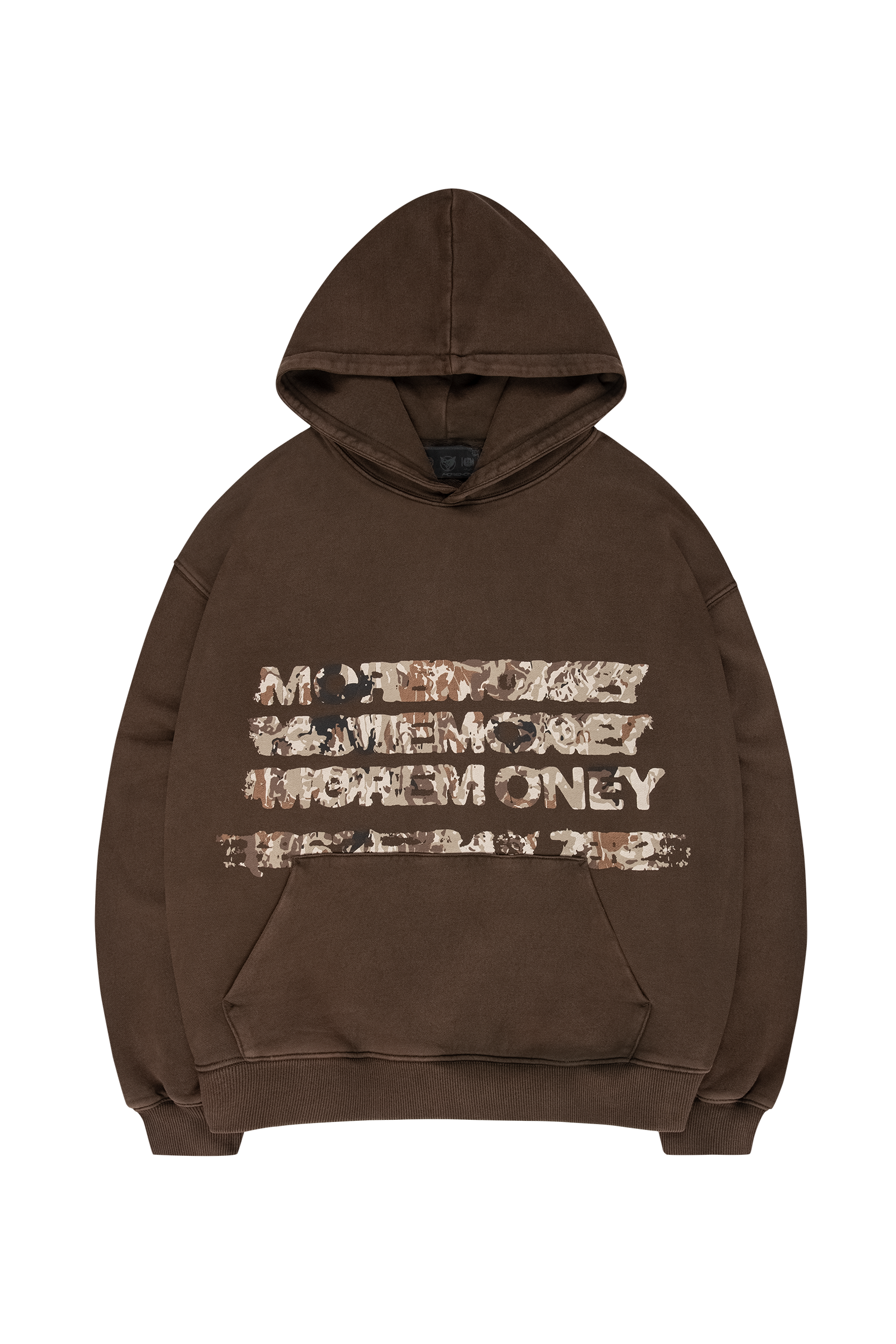 MONEY CALLING HOODIE BROWN OIL WASH