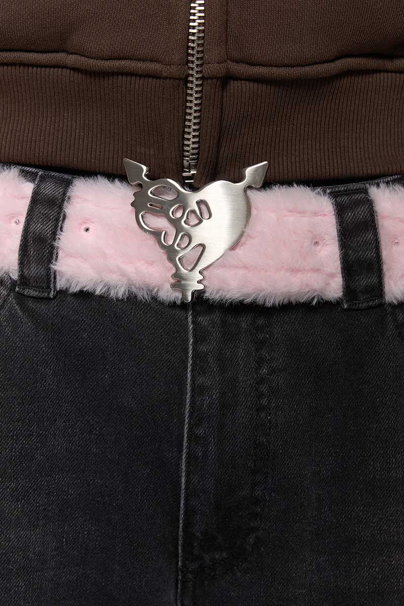 HEART LOGO PLUSH  BELT PINK