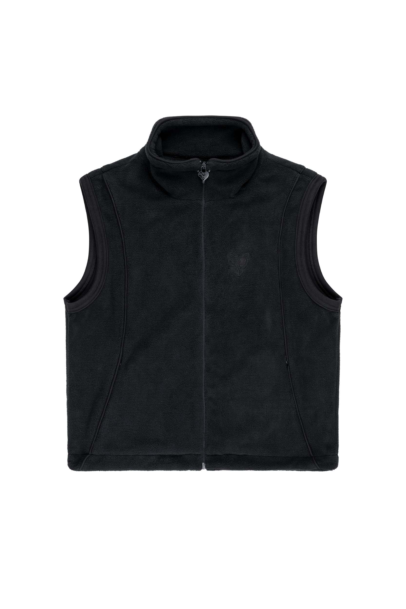 HEAVY HEART FLEECE VEST BLACK