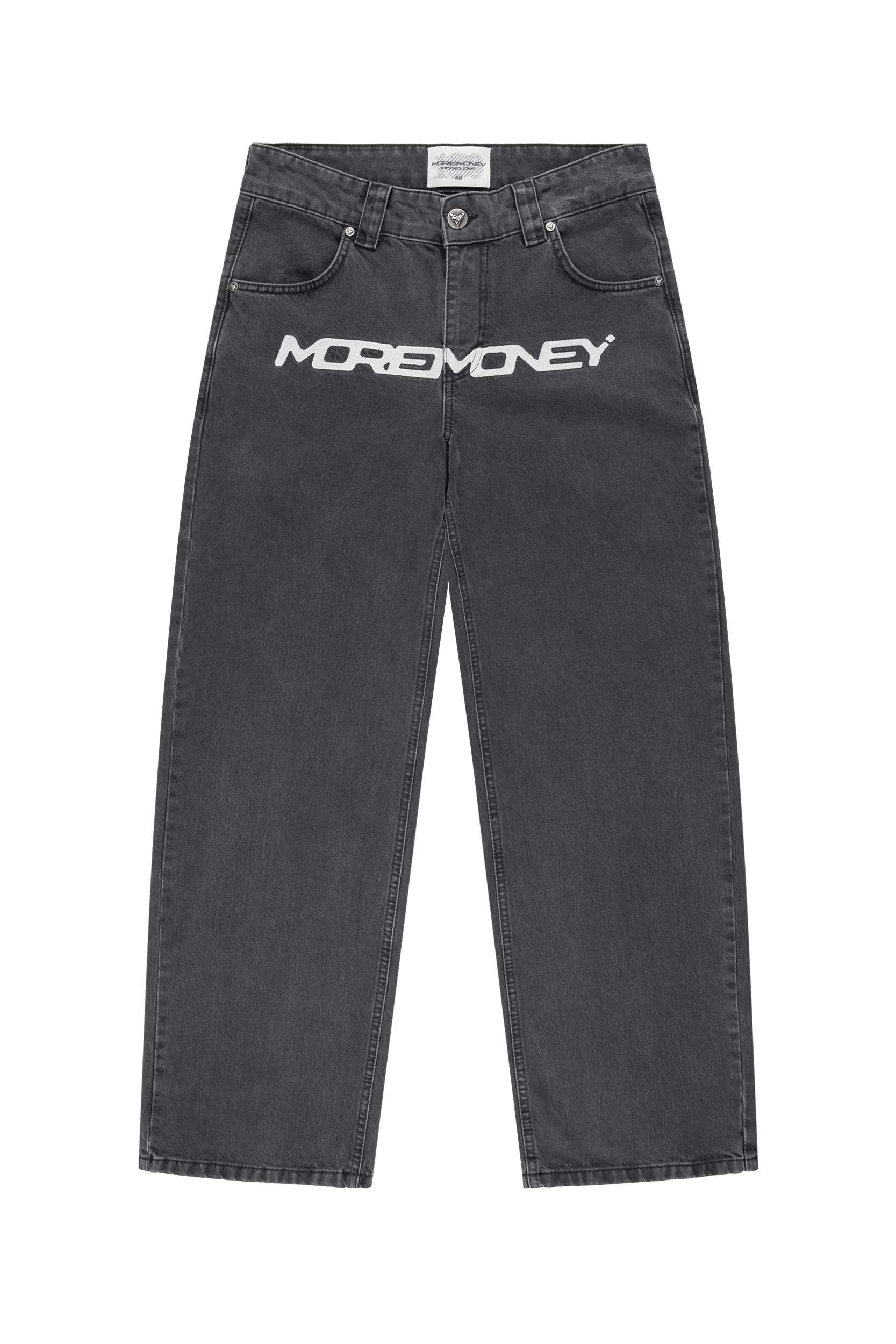 MORE MONEY LOGO BAGGY DENIM BLACK