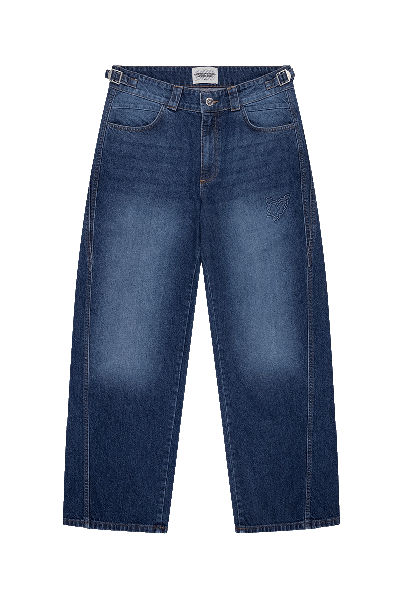 DISTINCTIVE BAGGY DENIM DARK BLUE WASHED