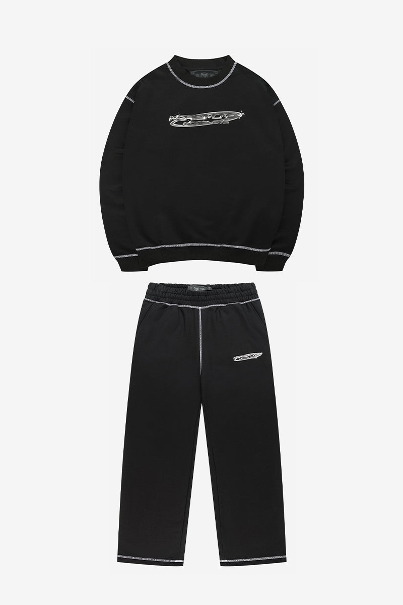 FLATLOCK BASE SWEATER BLACK + FLATLOCK BASE JOGGER BLACK