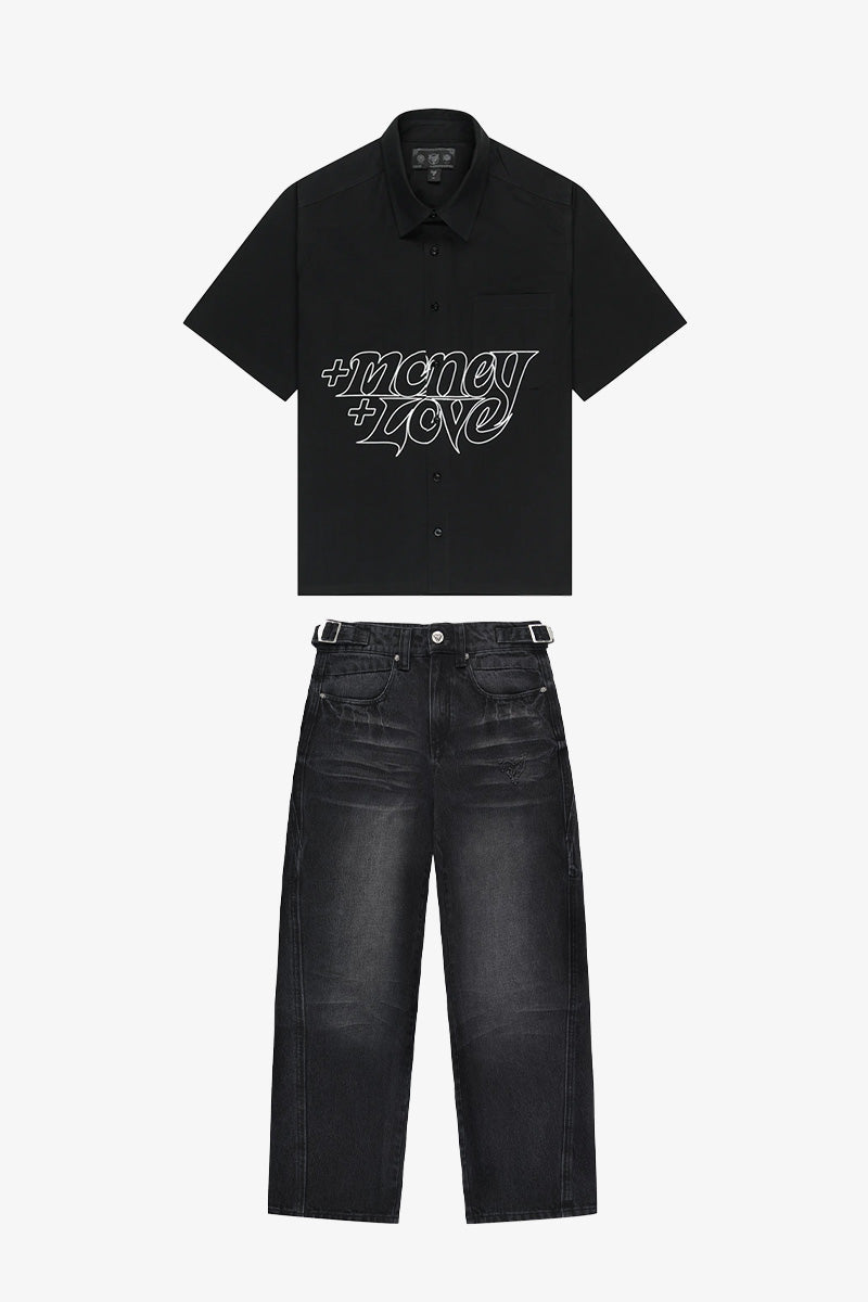 PLUS SUMMER SHIRT + DISTINCTIVE DENIM BLACK COMBO