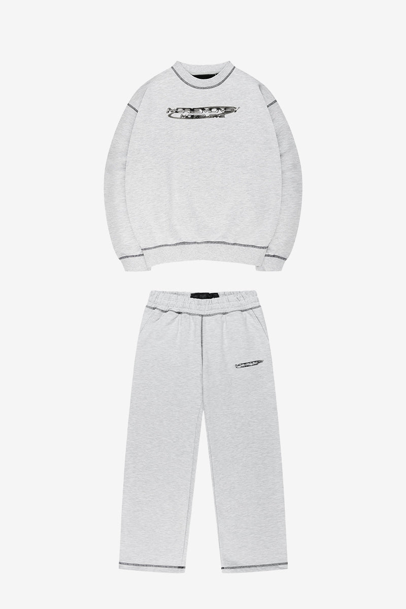 FLATLOCK BASE SWEATER GREY MELANGE + FLATLOCK BASE JOGGER GREY MELANGE