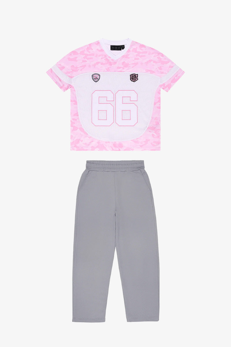 VALENTINES JERSEY PINK + OPEN LEG JOGGER ASH