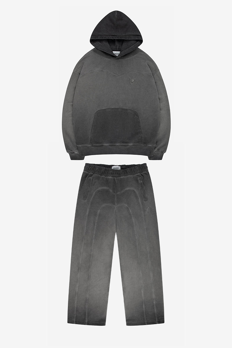 STACKS HOODIE OIL WASHED BLACK + STACKS JOGGER OIL WASHED BLACK
