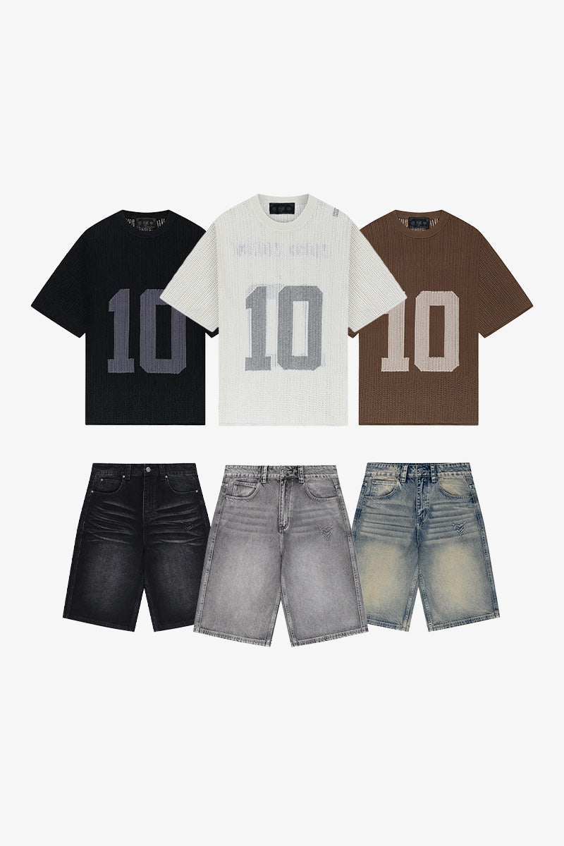 KNIT TEE JERSEY + DISTINCTIVE JORTS COMBO