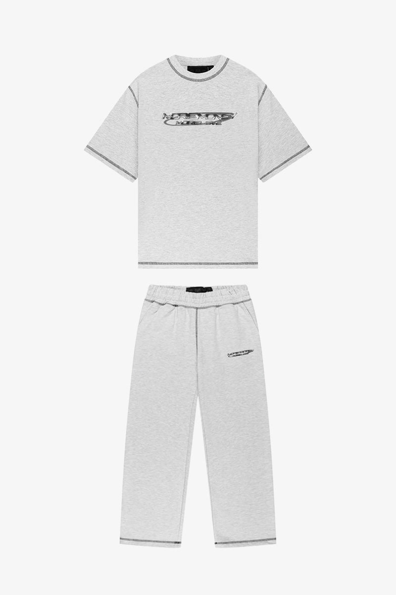 FLATLOCK BASE JOGGER + TEE GREY MELANGE COMBO